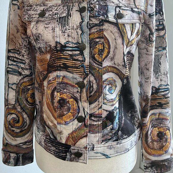 Dolcezza Simply Art Multicolor Abstract-Print Soft Stretch Jacket – US S - Picture 9 of 13